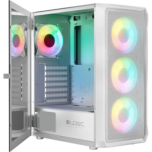 Корпус LogicConcept PORTOS MESH+GLASS ARGB белый, без блока питания (AT-PORTOS-20-0000000-0002) - фото 2