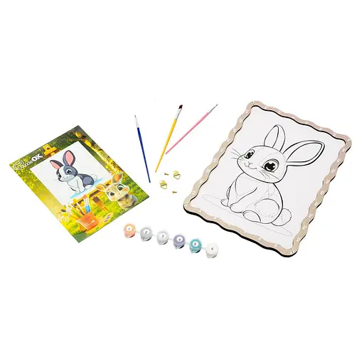 Картина по номерам "Кролик" PuzzleOK Puz-22944 формат А4 кисточка, краски, крепеж для стены - фото 1