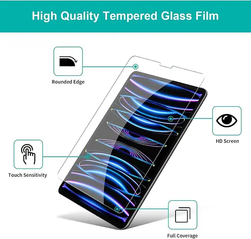 Avakot Пакет із 2 захисних скла для iPad Pro 12.9 | Загартована скляна плівка, сумісна з iPad Pro 12,9 дюйми 5ª/4ª/3ª | - фото 2