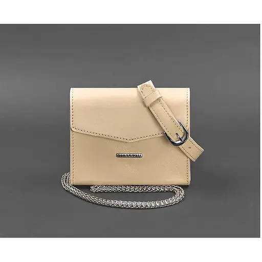 Набір жіночих шкіряних сумок Mini поясна/кроссбоді світло-бежевий - фото 1