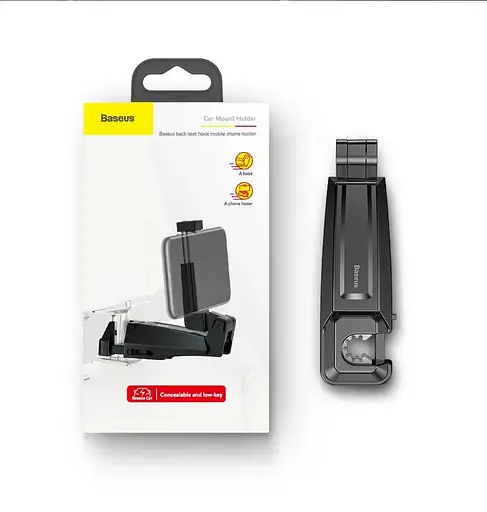 Автотримач для телефона Baseus Backseat Vehicle Phone Holder Hook Black - фото 2