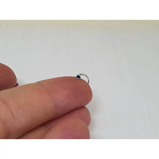 Срібна сережка-пірсинг в ніс Dear. 1024.4С Синій - фото 2