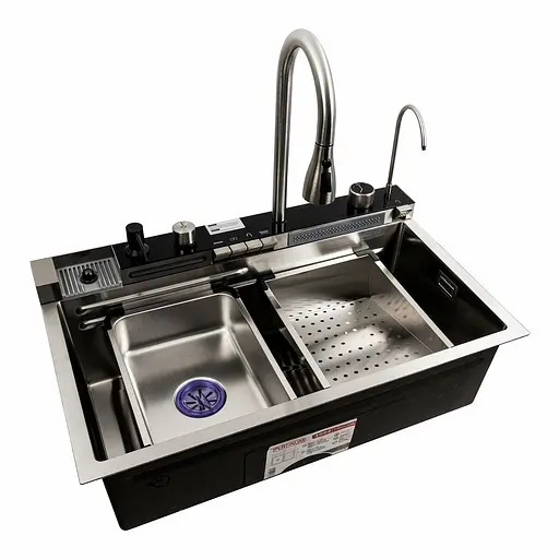 Кухонна мийка 75x45М сатин Platinum Handmade Водоспад, Satin - фото 6