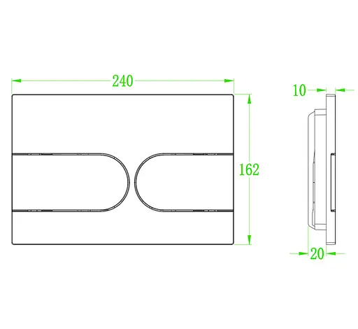 Панель змиву Koer KT-0604-03 240x160x10mm пластикова, кнопка закруглена KR5322, Білий - фото 3
