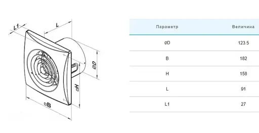 Вентилятор вытяжной бытовой Vents 125 Квайт-Майлд Белого цвета - фото 5