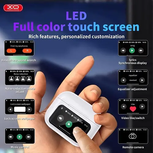 Наушники беспроводные XO X36 Pro Smart Screen ANC Active Noise Cancellation белые - фото 4