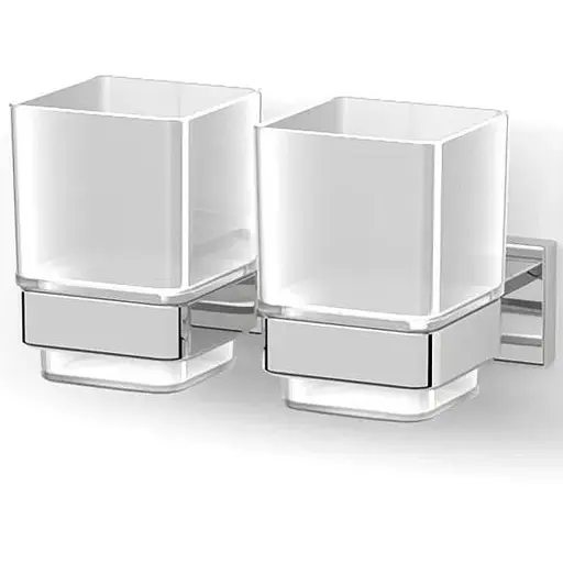 Склянка подвійна для ванної кімнати Imprese Bilovec 122255 хром - фото 1