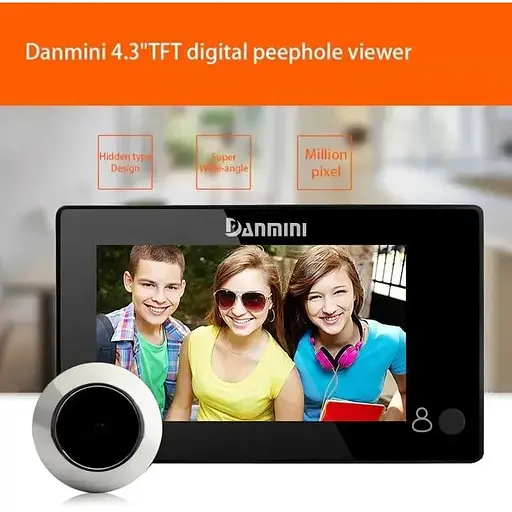 Відеовічко Danmini Anjielo Smart YB-43CH дверне приховане з монітором 4.3 дюйма в квартиру  - фото 7