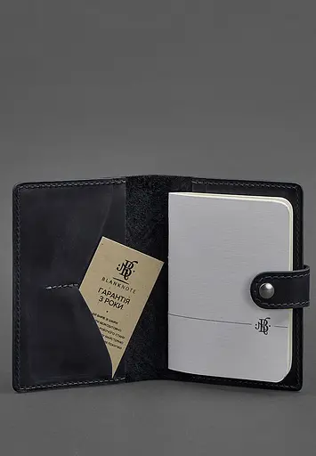 Женская кожаная обложка для паспорта 3.0 Инди синяя - фото 4