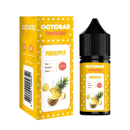 Набор компонентов для самозамеса солевой заправки Octobar Fresh & Sour 30 мл Pineapple Ананас, 0-65 мг (17890)