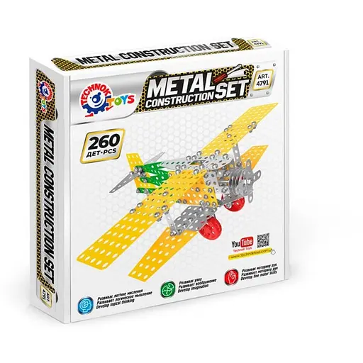 Конструктор металевий Літак-біплан ТехноК 4791TXK 260 деталей - фото 1