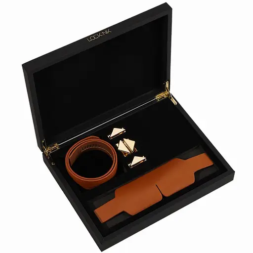 Маска на очі Lockink Luxury Leather Blindfold Kit коричневий - фото 4