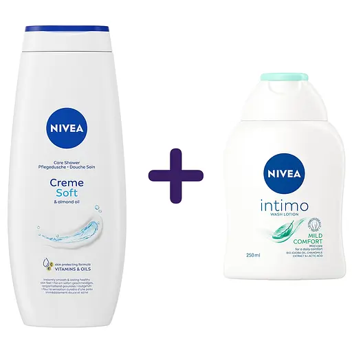 Набір: гель-догляд для душу Nivea Creme Soft 500 мл + гель для інтимної гігієни Nivea Intimo Mild Comfort 250 мл