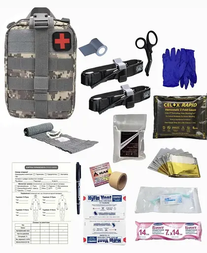 Аптечка укомплектованная №4 Rescue Ready в подсумке с быстрым сбросом пиксель - фото 1