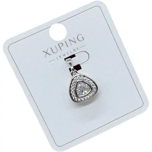 Жіночий кулон-підвіска Xuping трикутної форми з прозорим кристалом з медичного золота зі сріблястим покриттям - фото 1