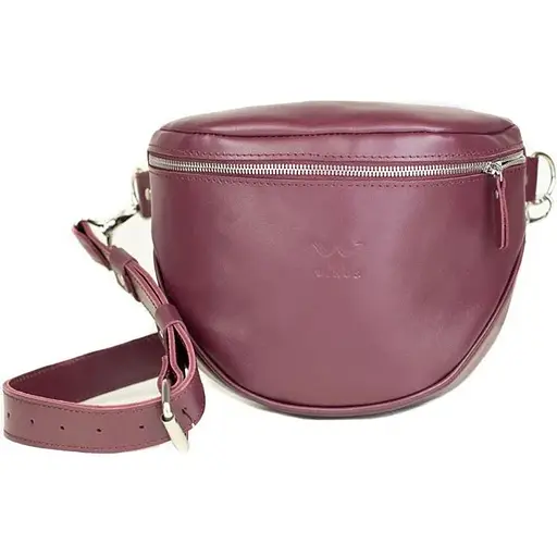 Шкіряна сумка поясна-кроссбоді Vacation бордова - фото 1