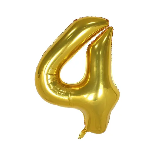 Шар воздушный фольгированный (102 см) Цифра 4 золото