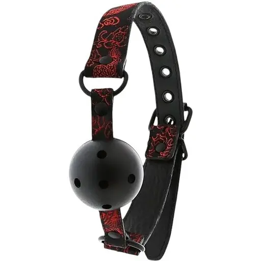 Кляп Dreamtoys Blaze Deluxe Breathable Ball Gag 4.7 см чорний з червоним