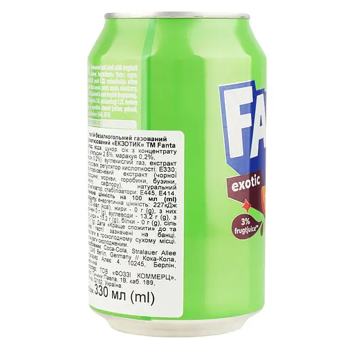 Напиток безалкогольный Fanta Экзотик сильногазированный 0.33 л ж/б (934682) - фото 2