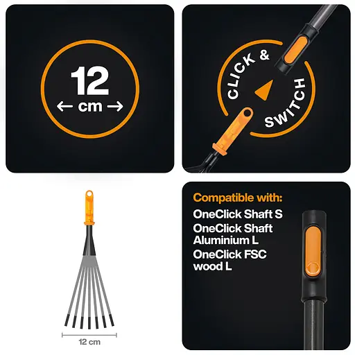 Грабли ручные Fiskars OneClick 12 см (1080682) - фото 2