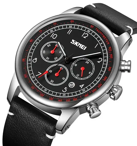 Часы наручные классические Skmei 9318 (Черный с черным циферблатом) - фото 2