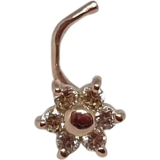 Золота сережка-пірсинг Dear в ніс Dear с фіанітами. 1040.1