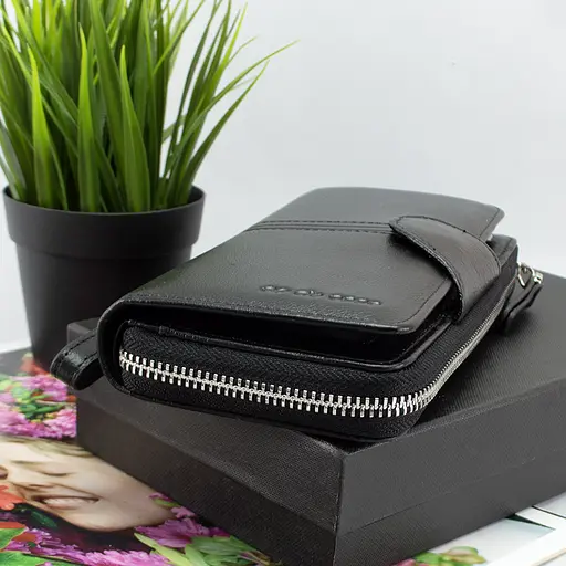 Гаманець жіночий шкіряний De Eesse LC14621-GD01 великий з ручкою чорний - фото 3