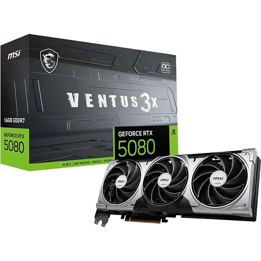 Відеокарта MSI GeForce RTX 5080 16GB Ventus 3X OC PLUS (G5080-16V3CP) EU [127211]