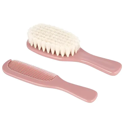 Набір для волосся Canpol babies Gold  щітка та гребінець з натуральною щетиною рожевий (7/406_pin2)