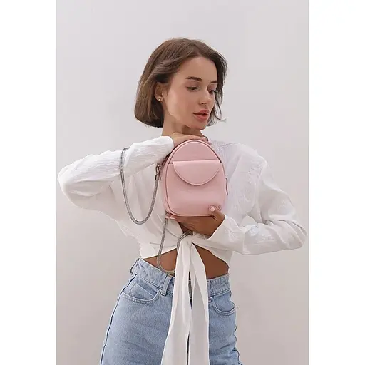 Шкіряна жіноча міні-сумка Kroha рожевий краст - фото 1