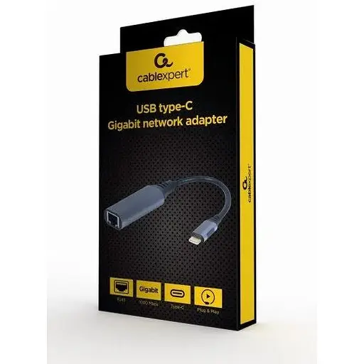 Мережевий адаптер Cablexpert USB Type C - Ethernet Black, 1000 Мбит/с, 15 см (A-USB3C-LAN-01) - фото 3