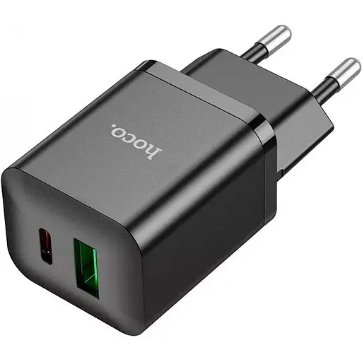 Мережевий зарядний пристрій Hoco N28 Founder 20W USB-C + USB Black (93092) - фото 4