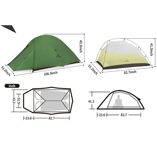 Намет Naturehike Cloud Up Pro CNK2350WS020 надлегкий двомісний темно-зелений - фото 3
