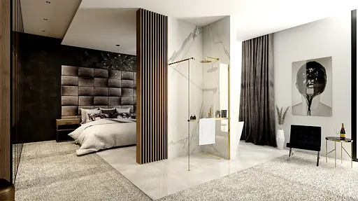 Душова стінка Rea Aero 100 gold з полицею Evo REA-K8440 + HOM-00653, прозорий, золотий - фото 2