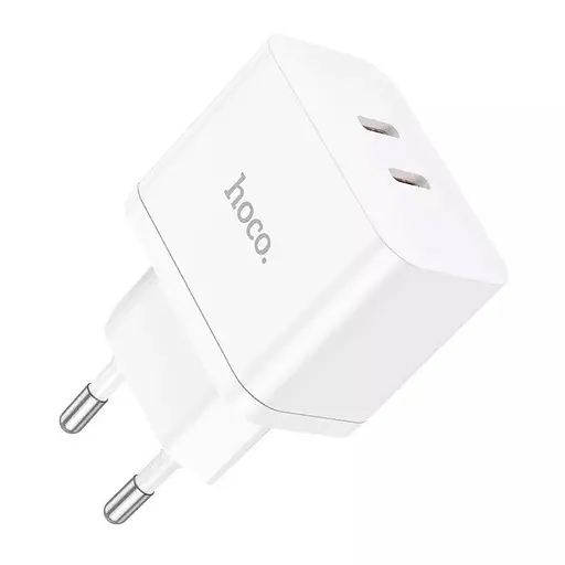 Сетевое зарядное устройство Hoco N29 с быстрой зарядкой 2хType-C PD 35W с кабелем Type-C - Type-C белый - фото 5