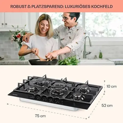 Варочная поверхность газовая Klarstein Ignito 5 Sabaf (10033133) - фото 3