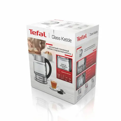 Электрочайник Tefal Glass Kettle с подсветкой серебристо-черный 1.7 л (KI772D38) - фото 15