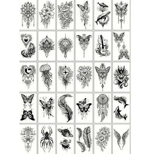 Набор детских временных тату Черные мини №4 black-tattoo-mini-set-4-H