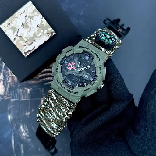 Наручний годинник чоловічий 005AGSU ЗСУ Паракордний ремінець Camo Green + Коробка Patriot acs0031048 - фото 2