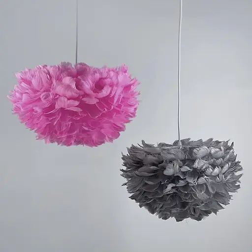 Светильник с натуральными перьями серого цвета Ø 60 см | Ст. AS 136-600 BK Line F - фото 2