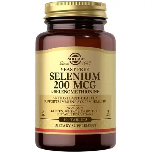 Вітаміни та мінерали Solgar Selenium 200 mcg Yeast-Free, 100 таблеток
