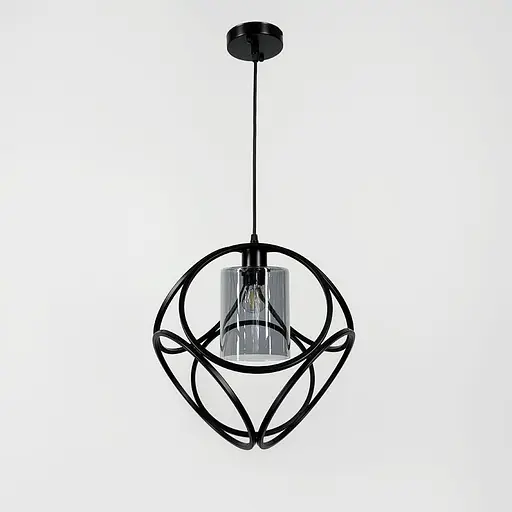 Підвісний світильник із графітовим плафоном у чорному корпусі 35×35 см | Арт. 12865/1 BK+GR | Line F - фото 1