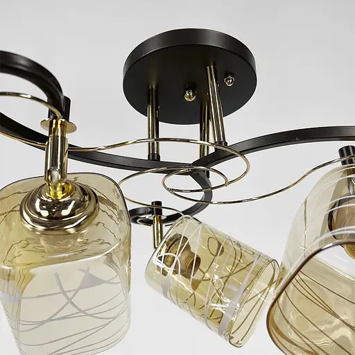 Коричнева люстра на 3 плафони з регулюванням у корпусі Ø 38 см | Арт. 7182/3A CF+FGD | Line F - фото 5