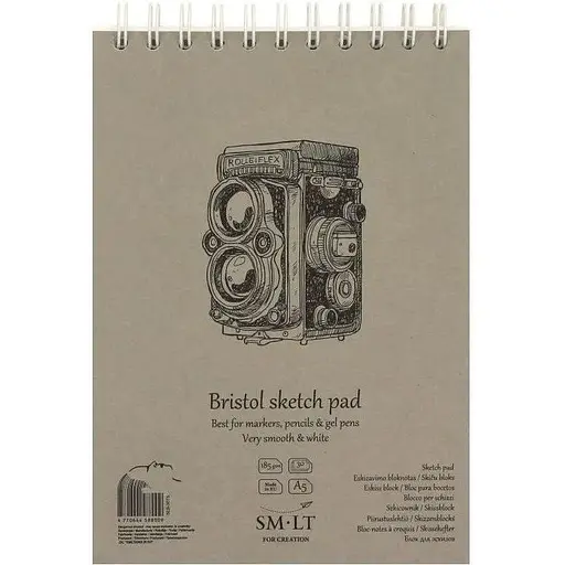 Альбом для эскизов SM-LT Art Authentic (Bristol) А5 на спирали 185г/м2 30л белая и гладкая бумага - фото 1
