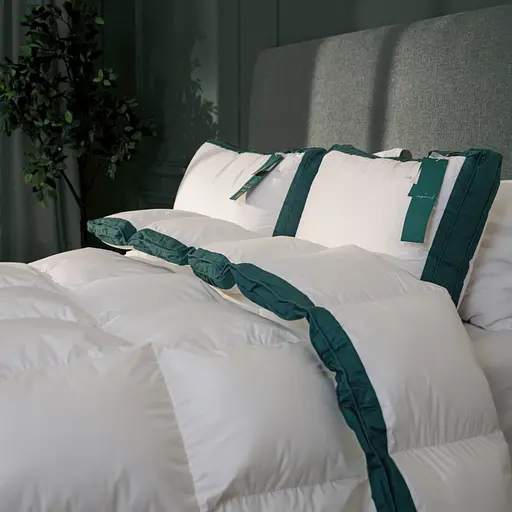 Одеяло пуховое MirSon Imperial Delight, летнее, 215х155 см, белое с зеленым кантом - фото 18