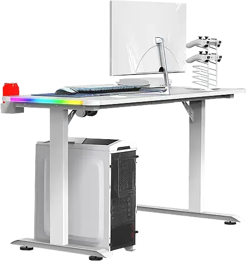 Геймерский компьютерный стол GT Racer T-1217 (160x60-100x73) White - фото 5