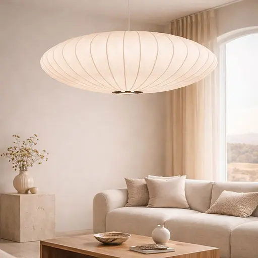 Дизайнерський світильник із полімерним овальним абажуром Ø80x29 см Line F AK03-800 x 290 Білий - фото 6