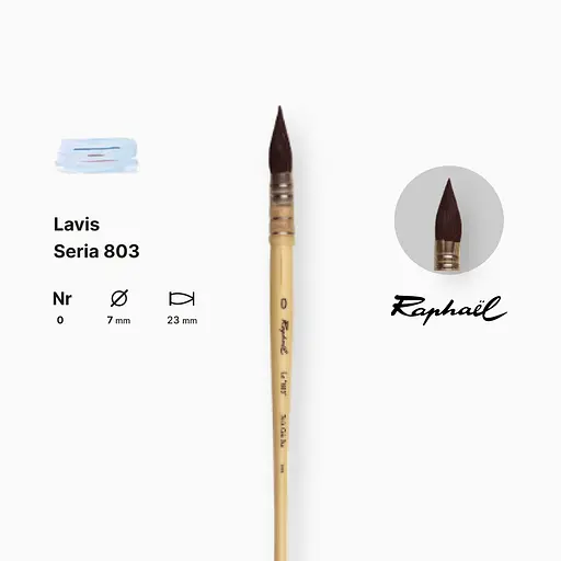 Кисть белка круглая Raphael Lavis, №0, французская вязкая, короткая ручка - фото 2