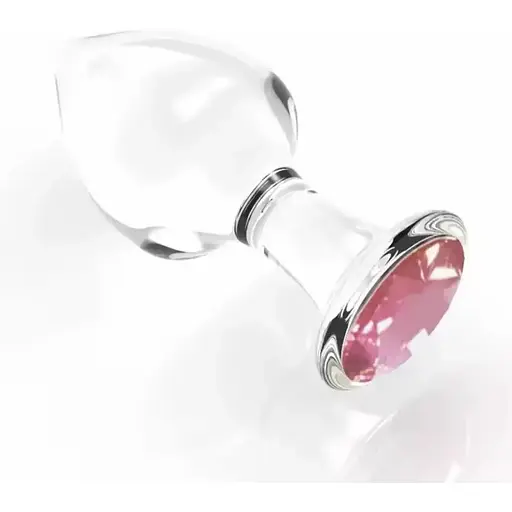 Анальна пробка із кристалом скляна, Пробка для анальної стимуляції, Прозора втулка з каменем M - фото 1