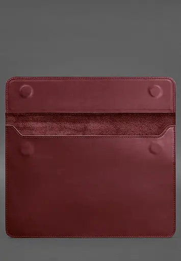 Кожаный чехол-конверт BlankNote на магнитах для MacBook 15 дюйм Бордовый Crazy Horse - фото 3